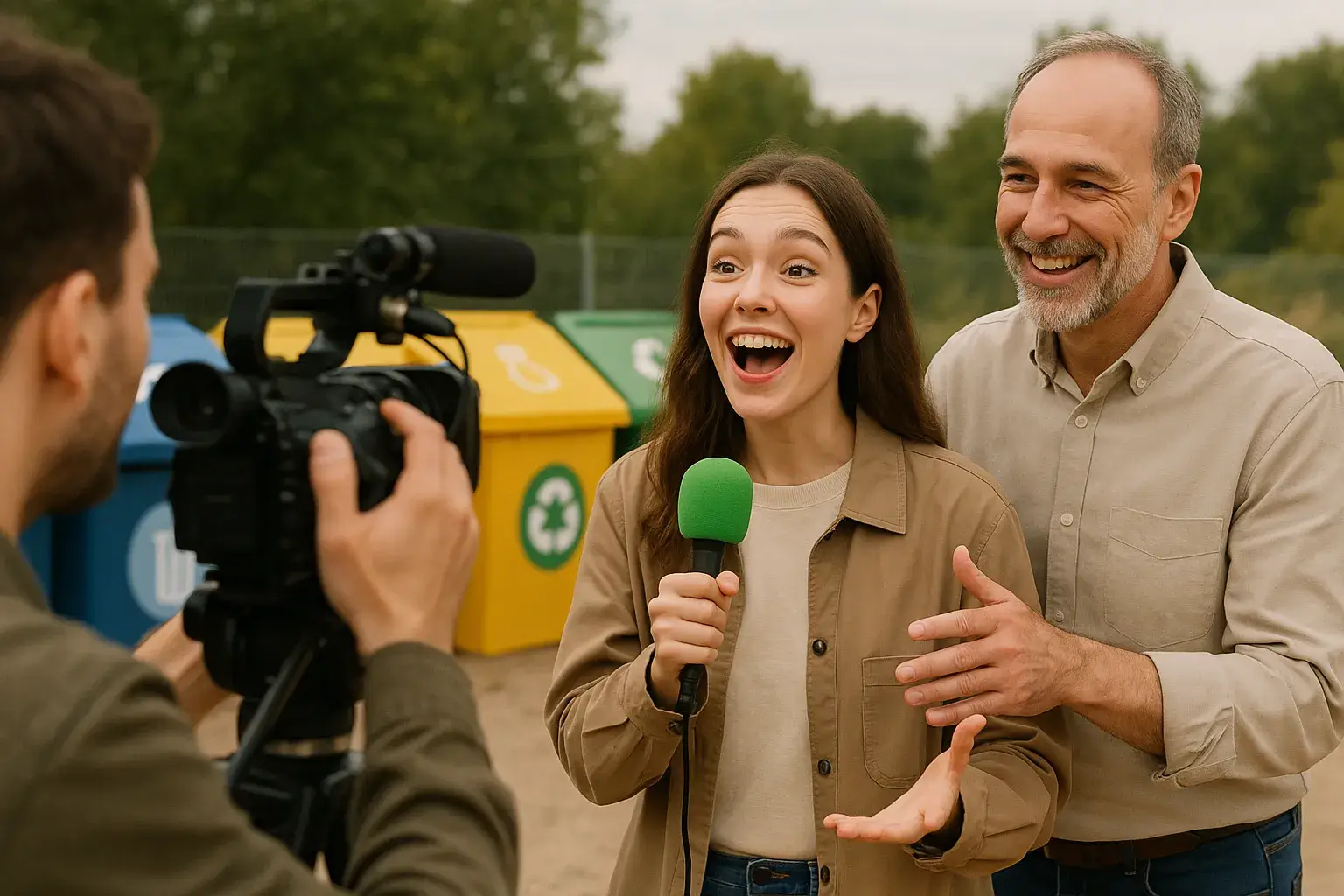 репортаж блогера у контейнеров для сортировки мусора